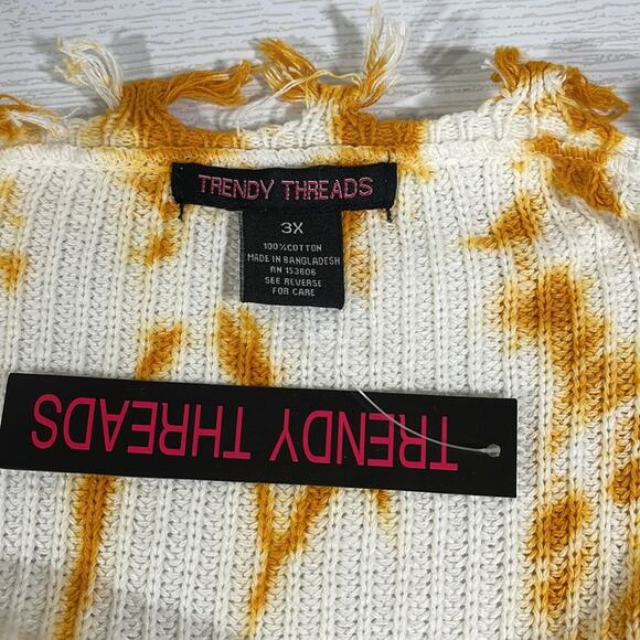 Trendy Threads Plus Size 3X Tie-Dye Sweater – Distressed V-Neck Cotton Pullover - Picture 4 of 9